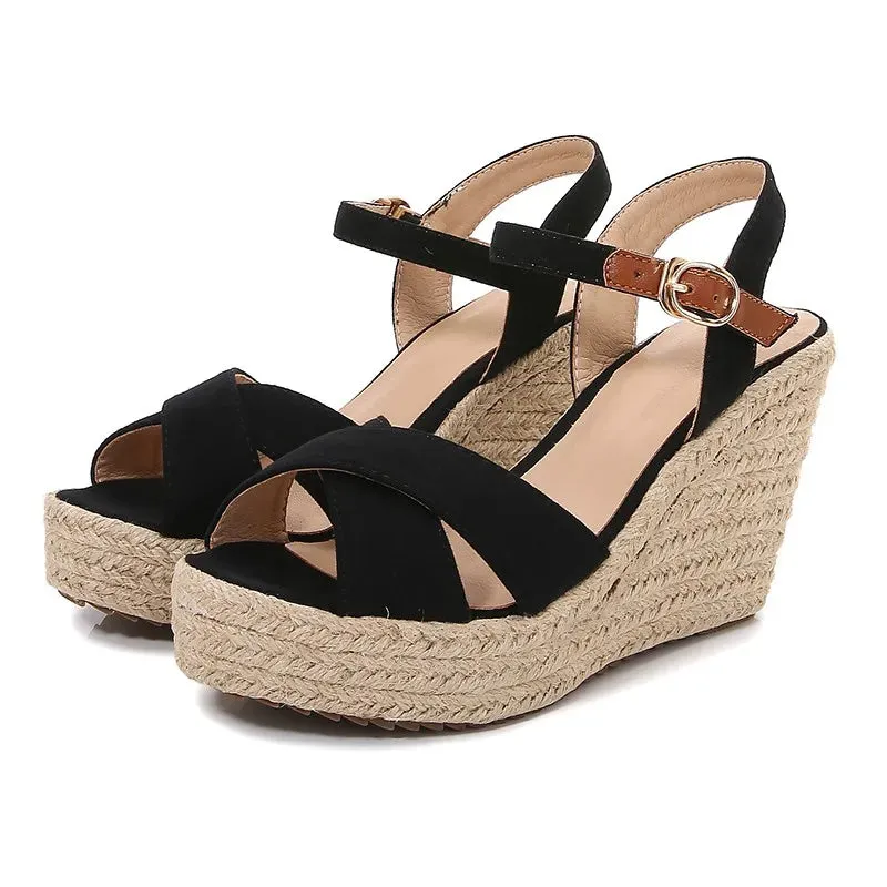 Hnzxzm Size 31-43 2023 Summer New Women Sandals Comfortable Wedge Heel High Heel Open Toe Heel Platform Ladies Beach Sandals