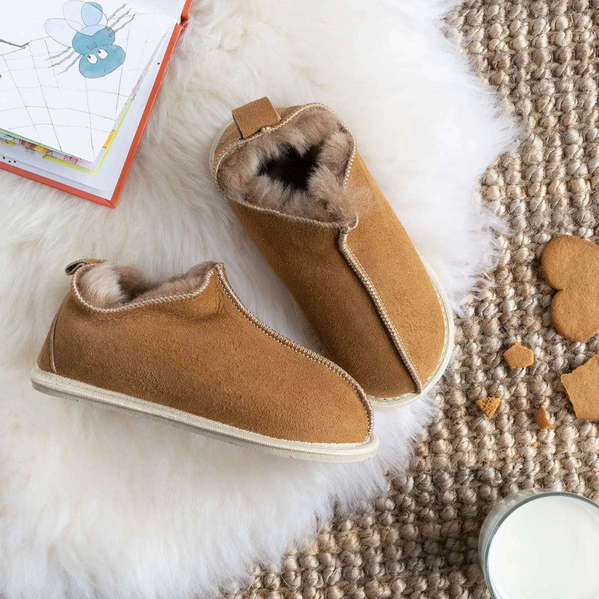 Kids Alpin Sheepskin Slippers - Chestnut