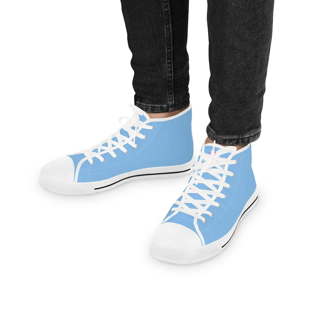 Light Blue Men's High Tops, Modern Minimalist Best Men's High Top Sneakers (US Size: 5-14)