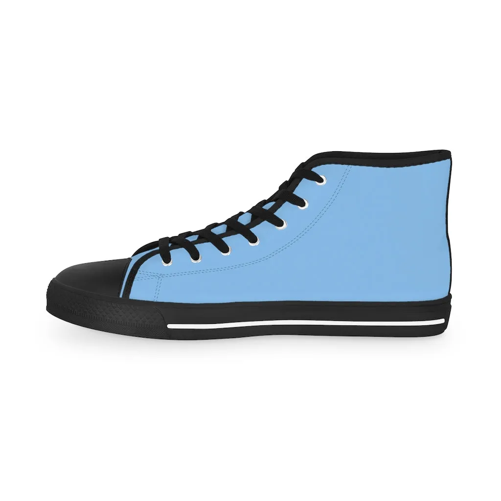 Light Blue Men's High Tops, Modern Minimalist Best Men's High Top Sneakers (US Size: 5-14)