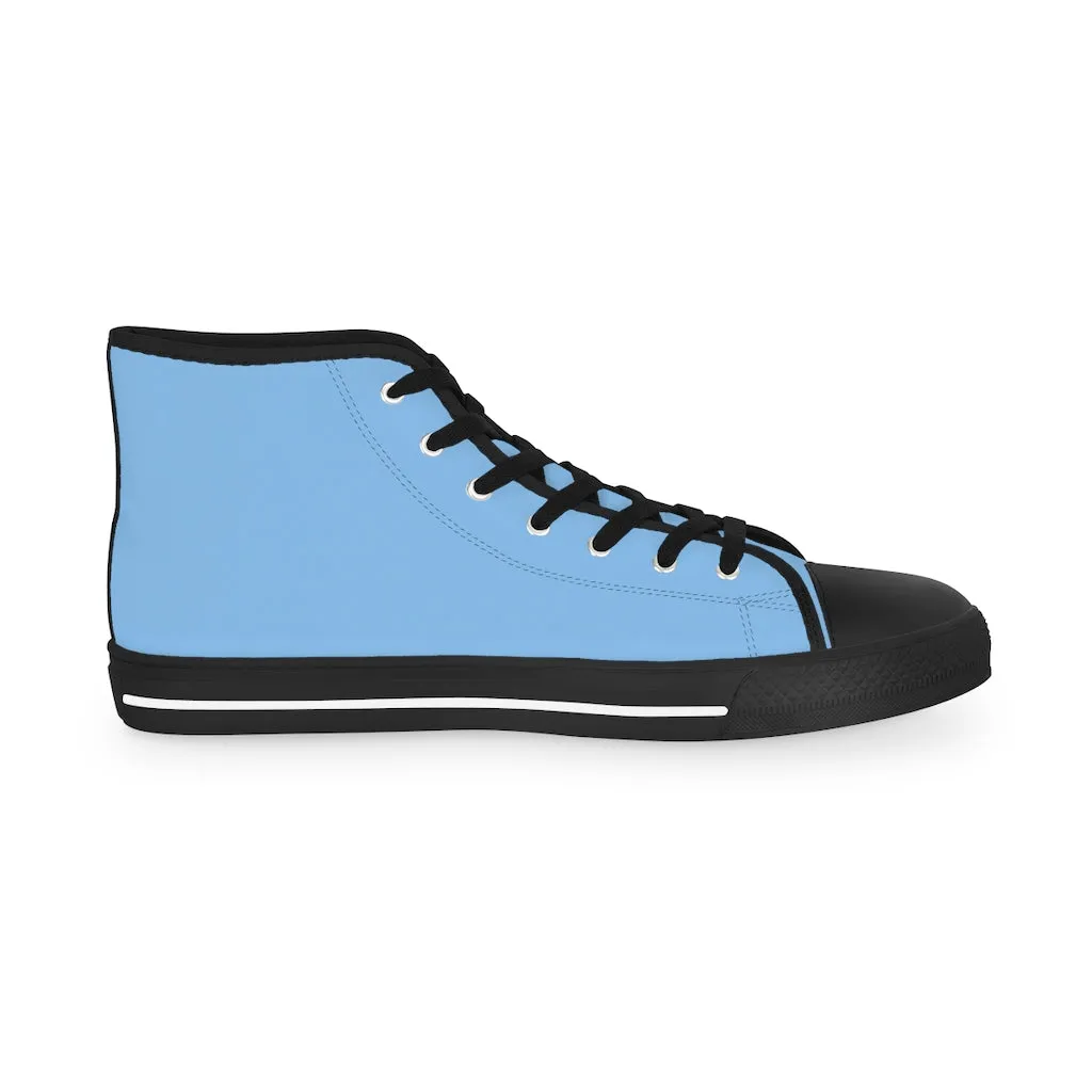 Light Blue Men's High Tops, Modern Minimalist Best Men's High Top Sneakers (US Size: 5-14)