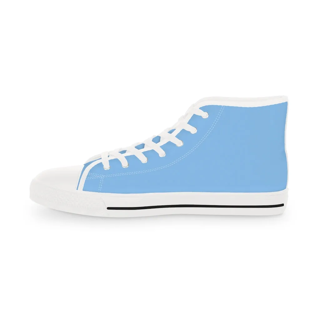 Light Blue Men's High Tops, Modern Minimalist Best Men's High Top Sneakers (US Size: 5-14)