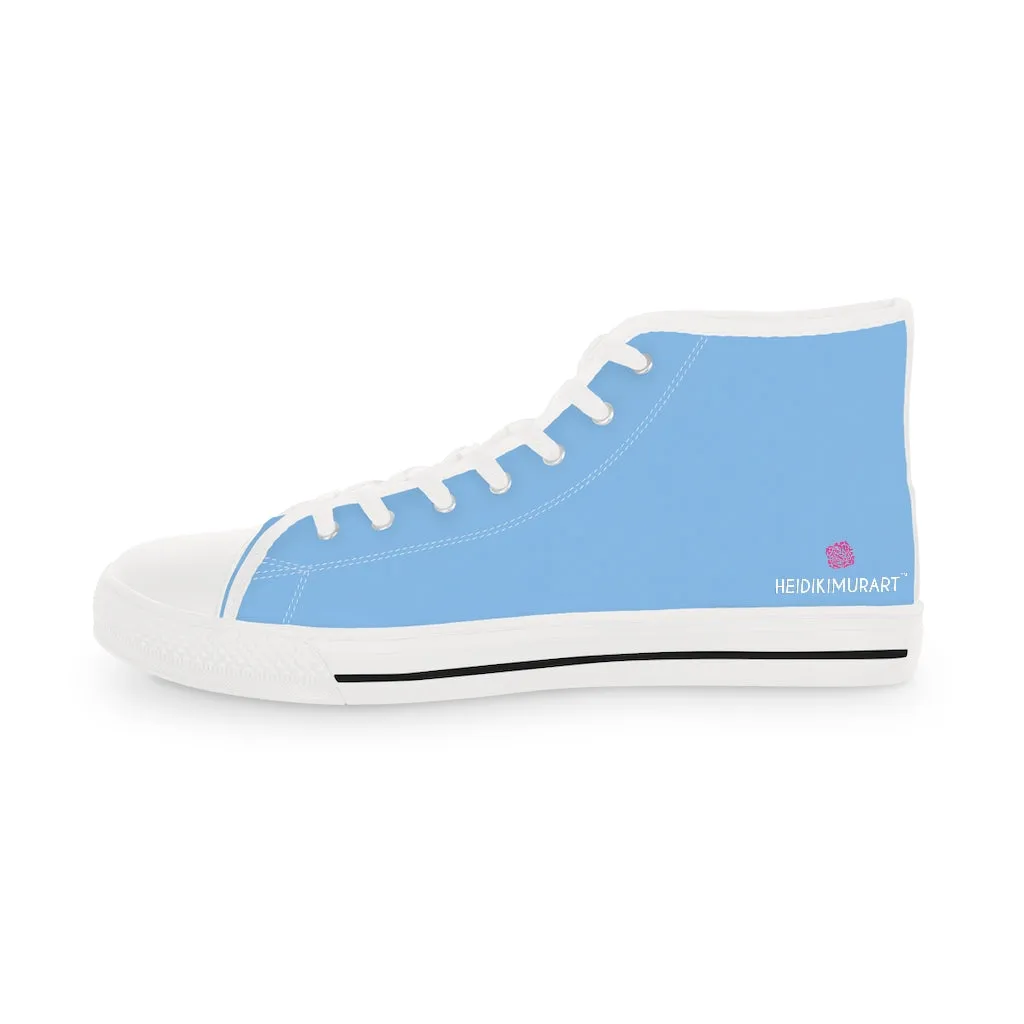 Light Blue Men's High Tops, Modern Minimalist Best Men's High Top Sneakers (US Size: 5-14)