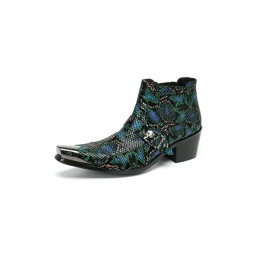 Luxe Exotica Leather Ankle Boots