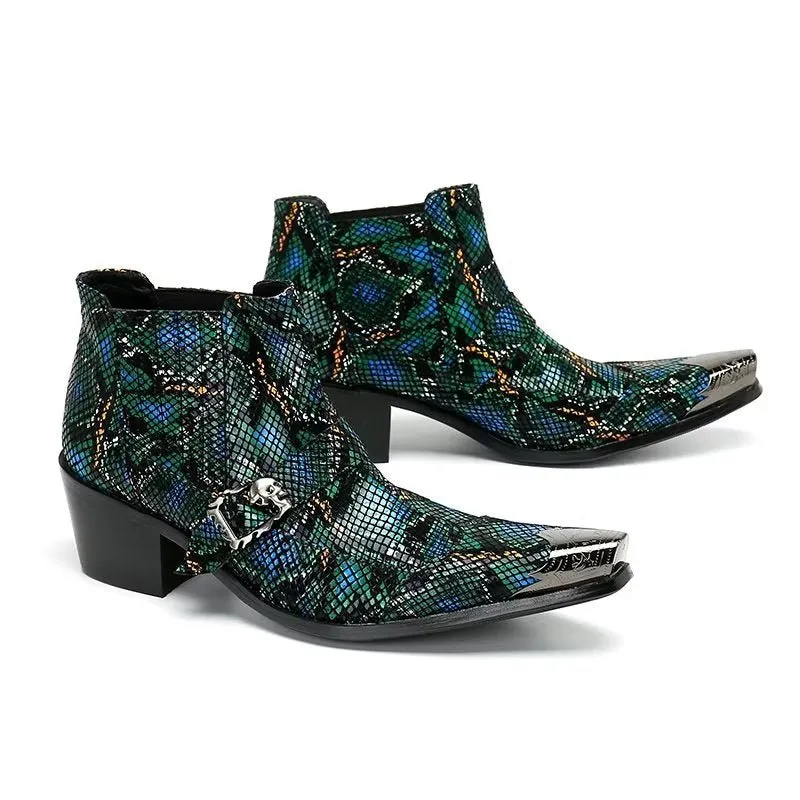 Luxe Exotica Leather Ankle Boots