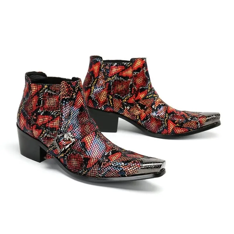 Luxe Exotica Leather Ankle Boots