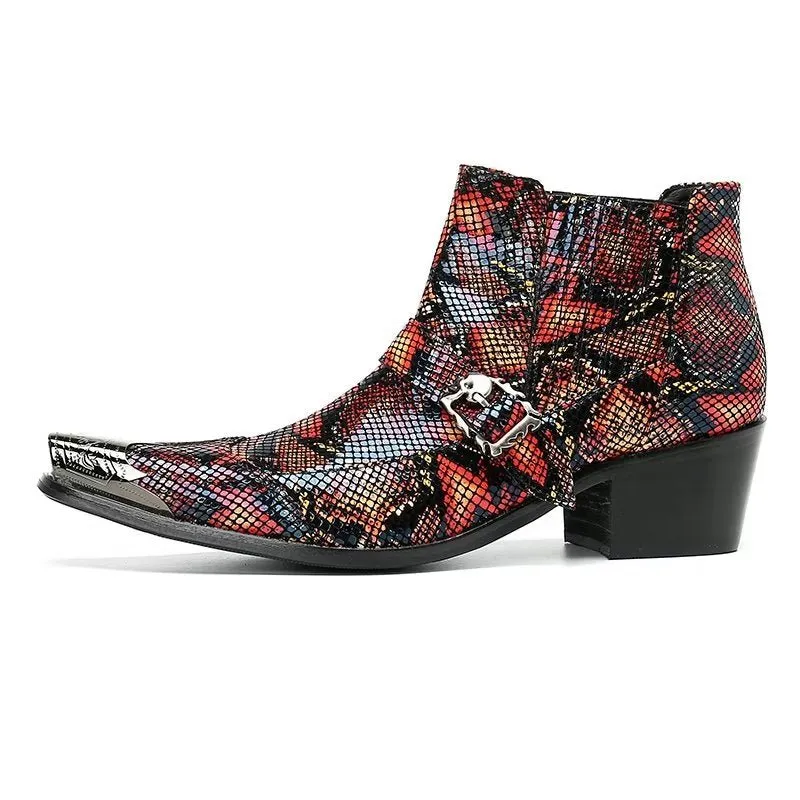 Luxe Exotica Leather Ankle Boots