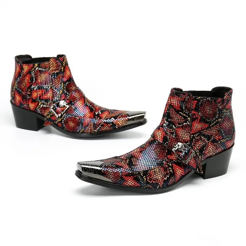 Luxe Exotica Leather Ankle Boots