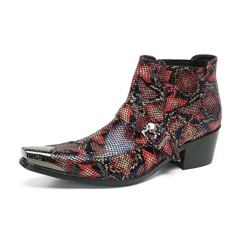 Luxe Exotica Leather Ankle Boots