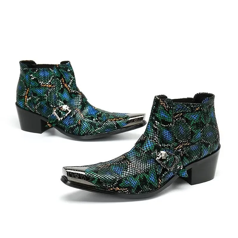 Luxe Exotica Leather Ankle Boots