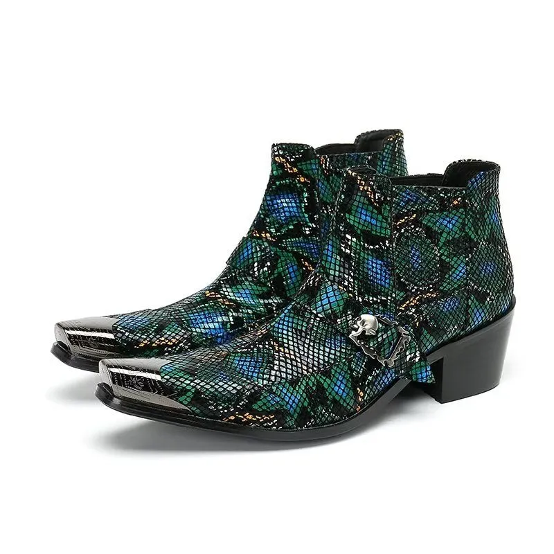 Luxe Exotica Leather Ankle Boots