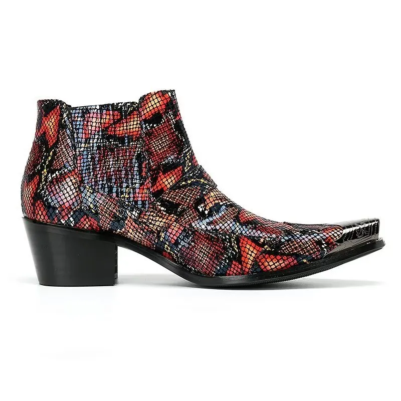 Luxe Exotica Leather Ankle Boots