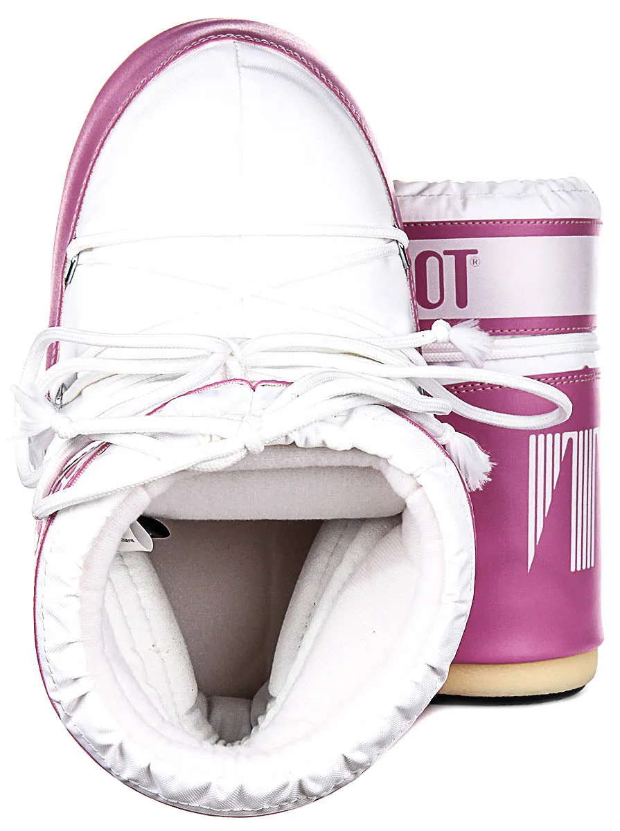 Moon Boot Icon Low Nylon In Pink White For Women