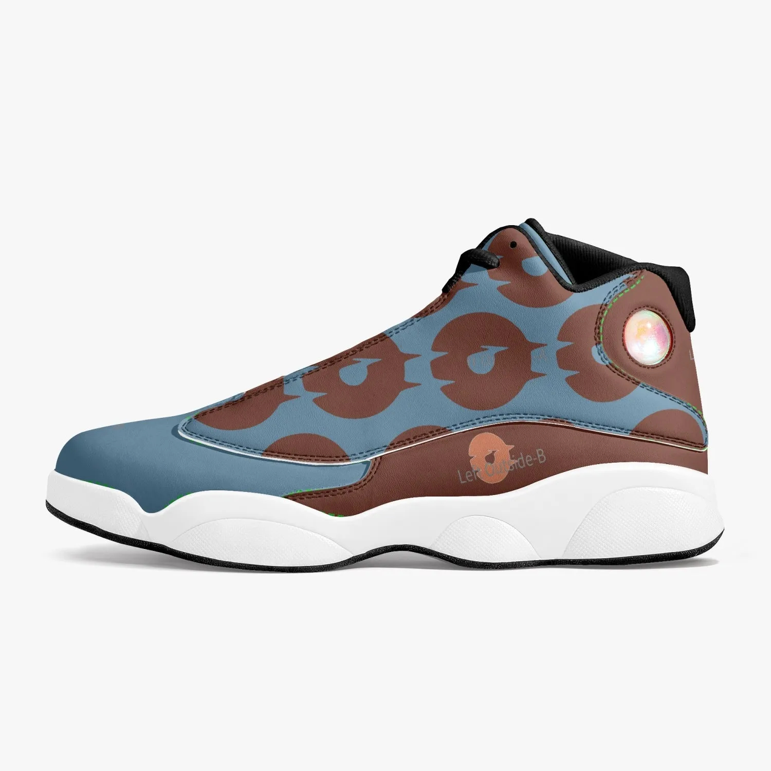 OOTMW High-Top Leather Basketball Sneakers Blue