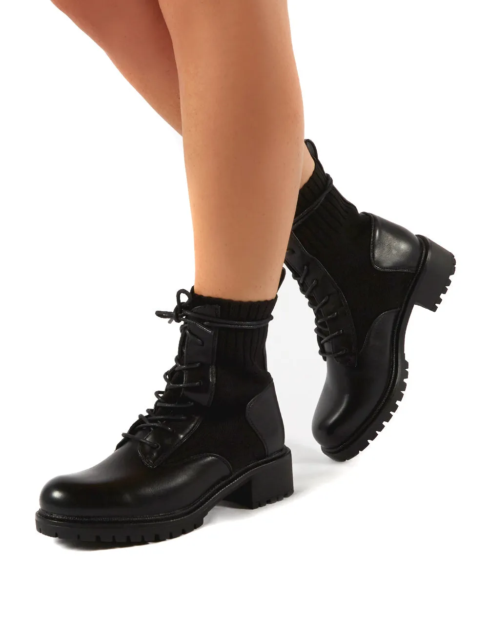 Outrage Black Lace Up Ankle Boots