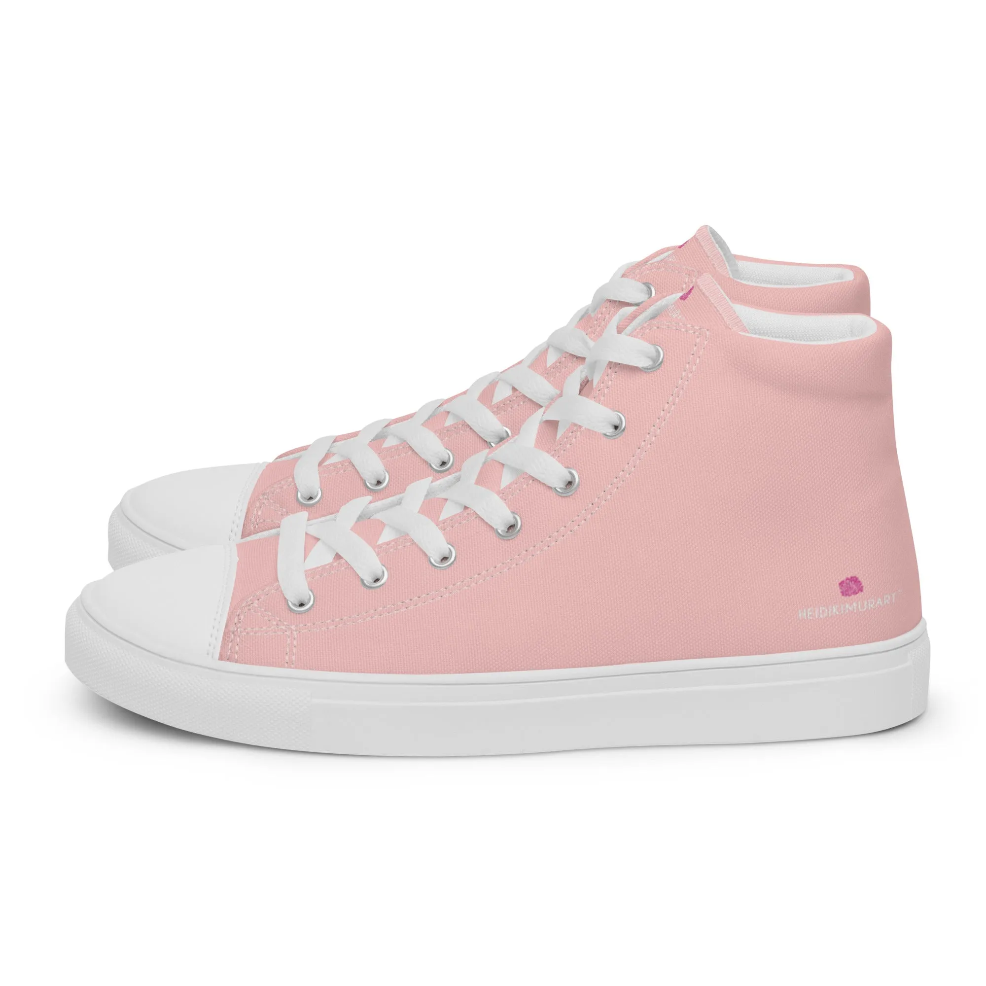 Pastel Pink Men's High Tops, Solid Color Men’s high top canvas shoes