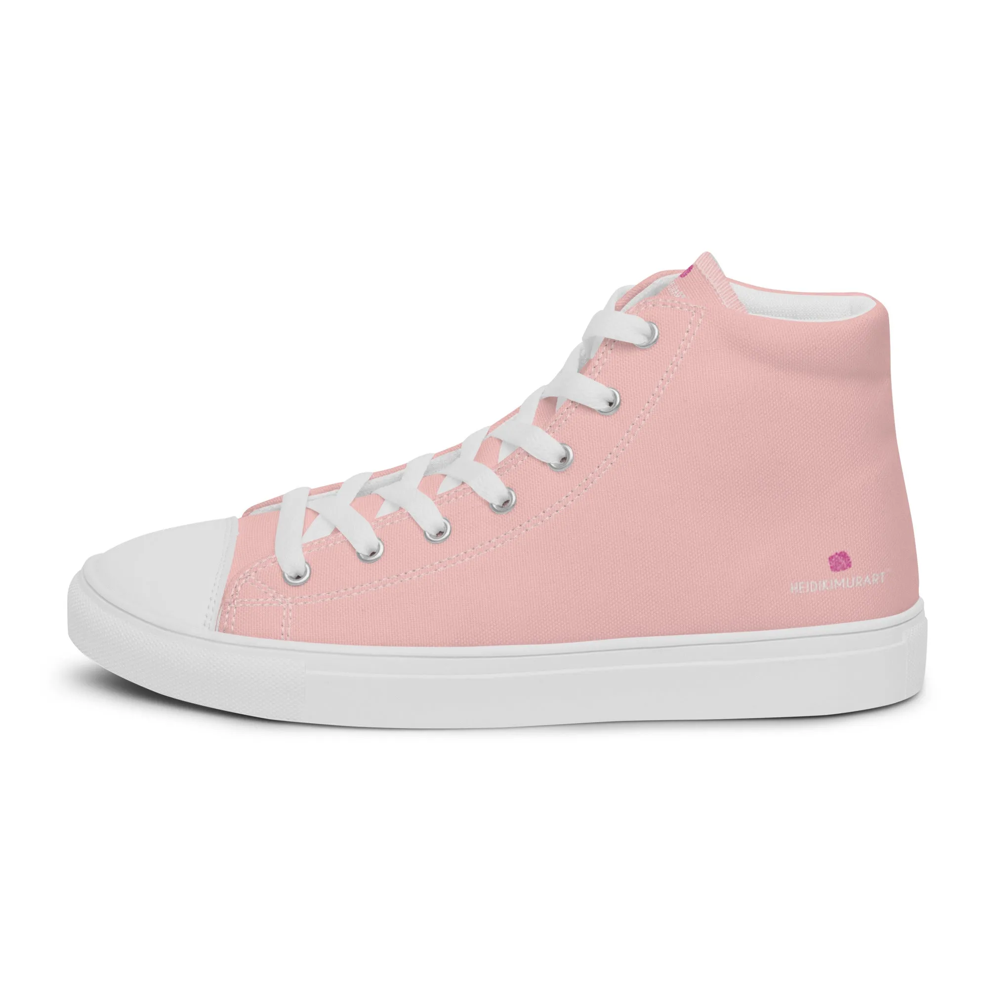 Pastel Pink Men's High Tops, Solid Color Men’s high top canvas shoes