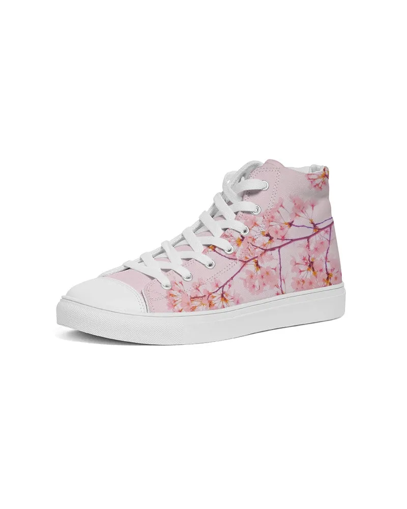 Pink Cherry Blossom Women's Hightop Canvas Shoe