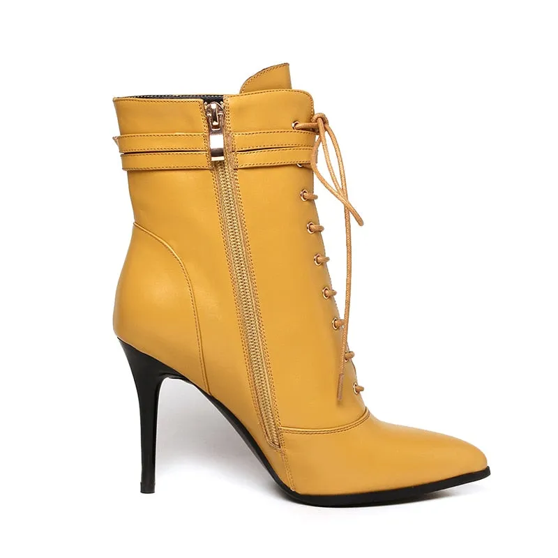 Pointed Toe Thin High Heels Ankle Boots