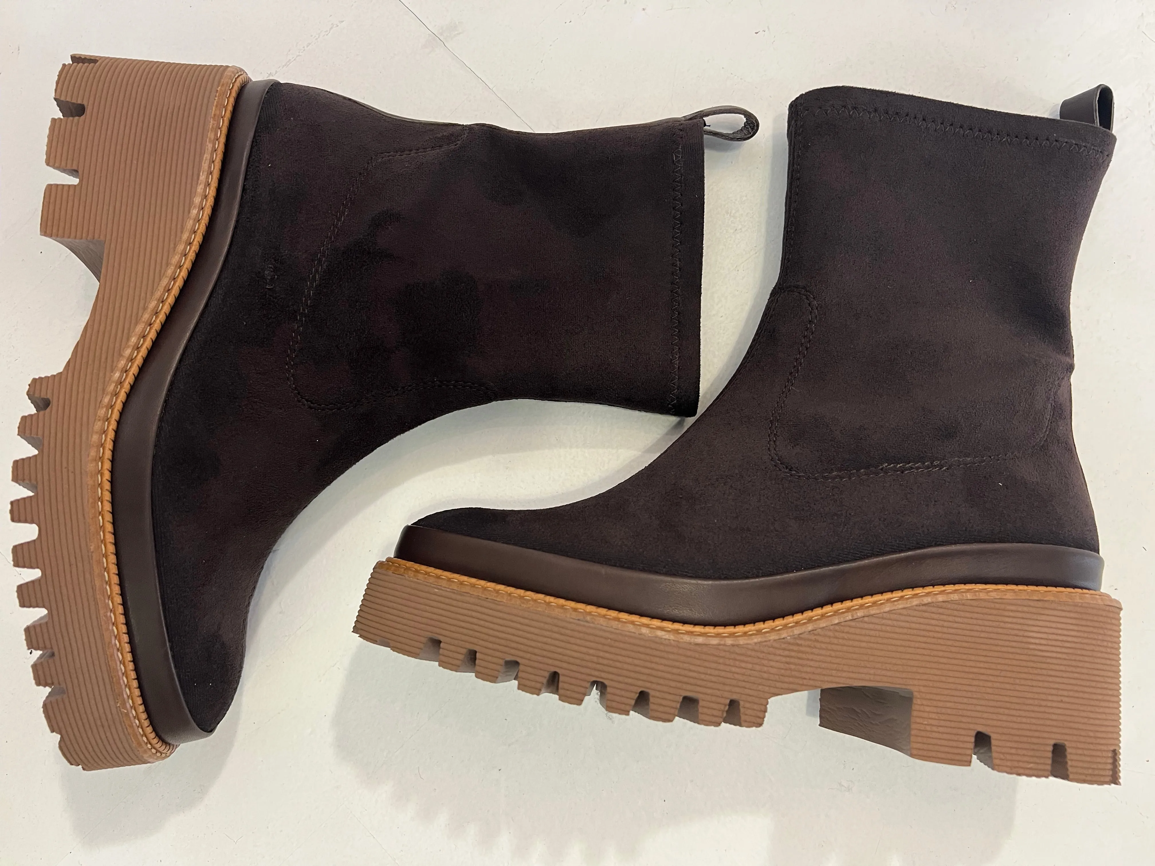 Pons Quintana Chocolate Stretch Suede Ankle Boot