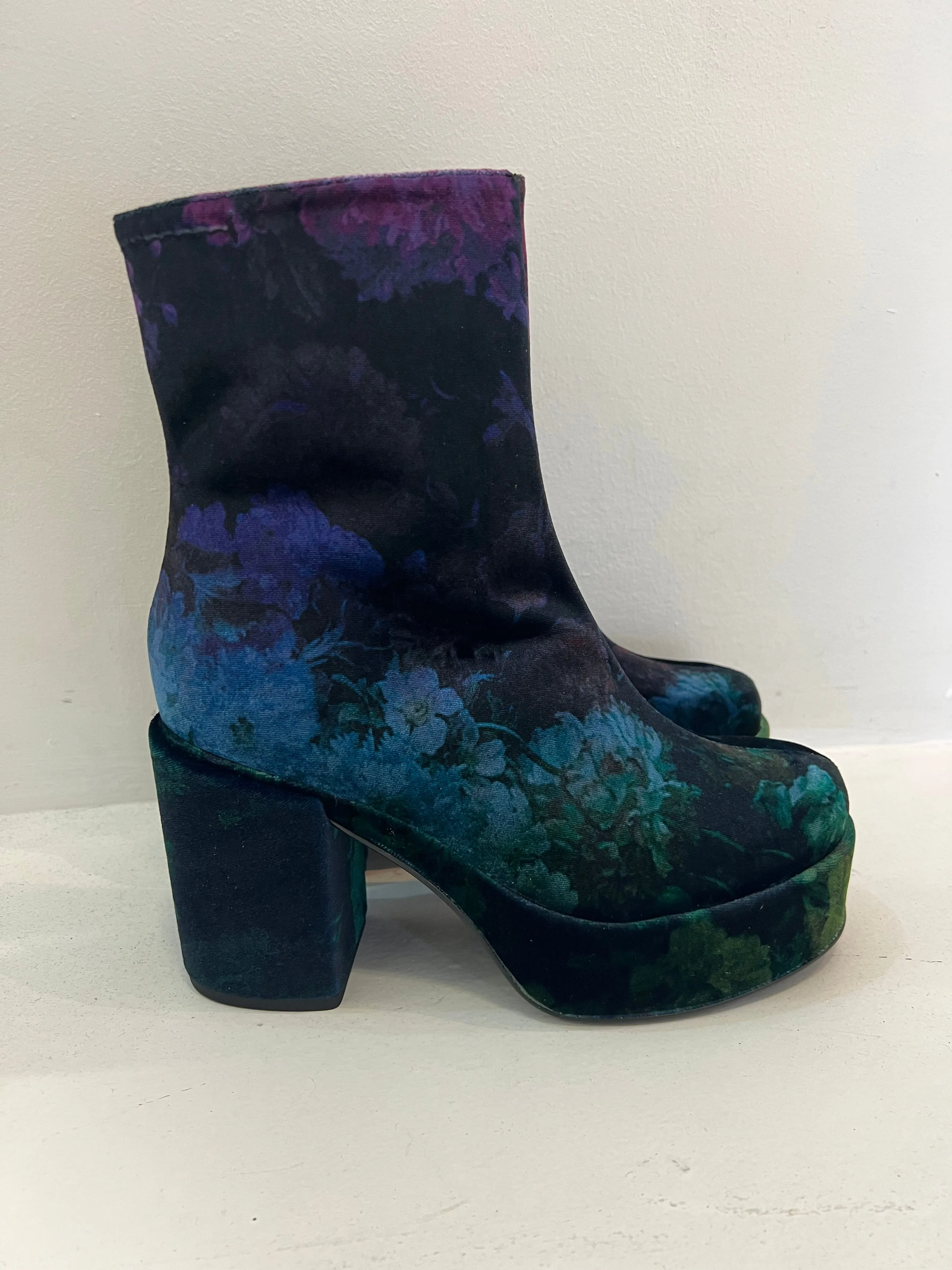 Pons Quintana  Floral Velour Platform Boot