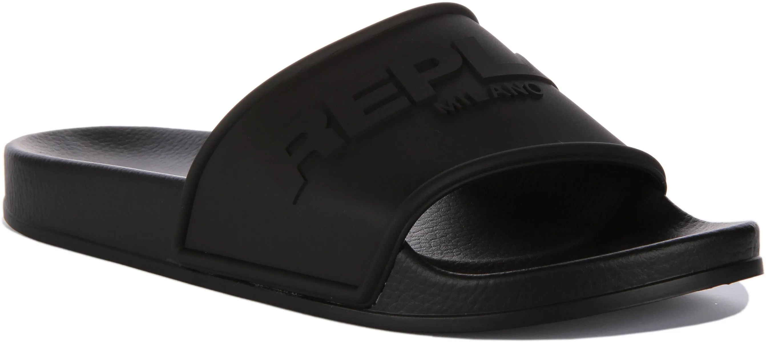 Replay Up Emboss Slider In Black For Men