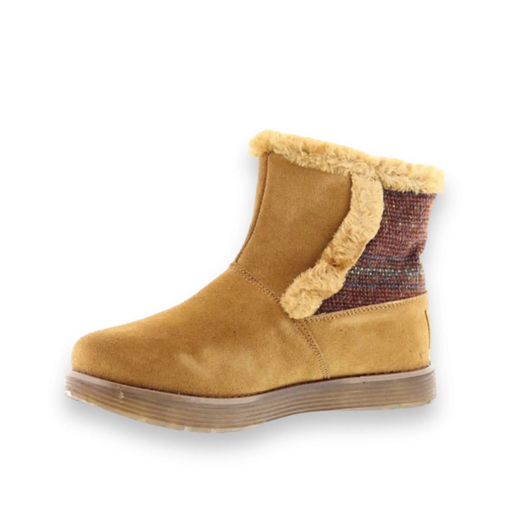 Rich Tan Suede Fur Lined Ankle Winter Boots