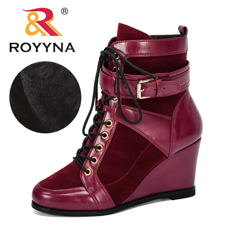 ROYYNA High Wedge Lace Up Ankle Boots