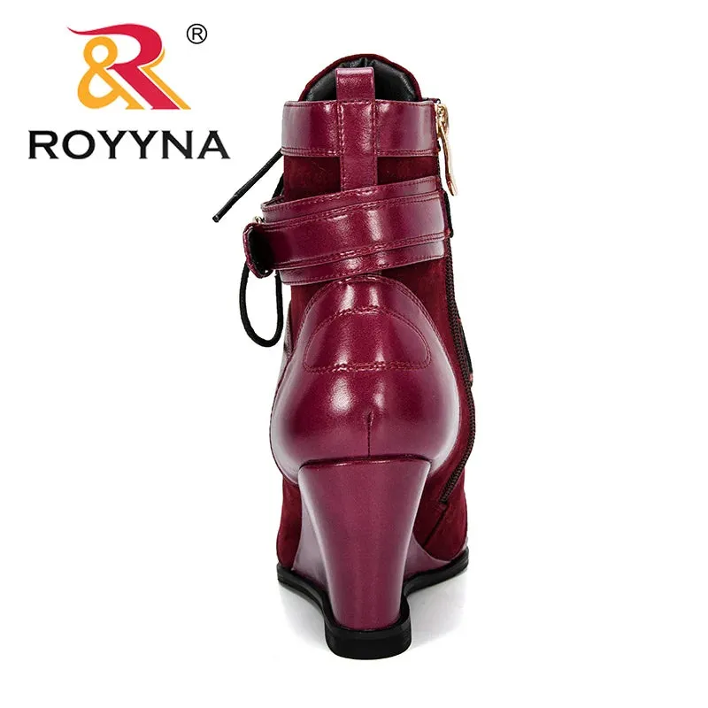 ROYYNA High Wedge Lace Up Ankle Boots