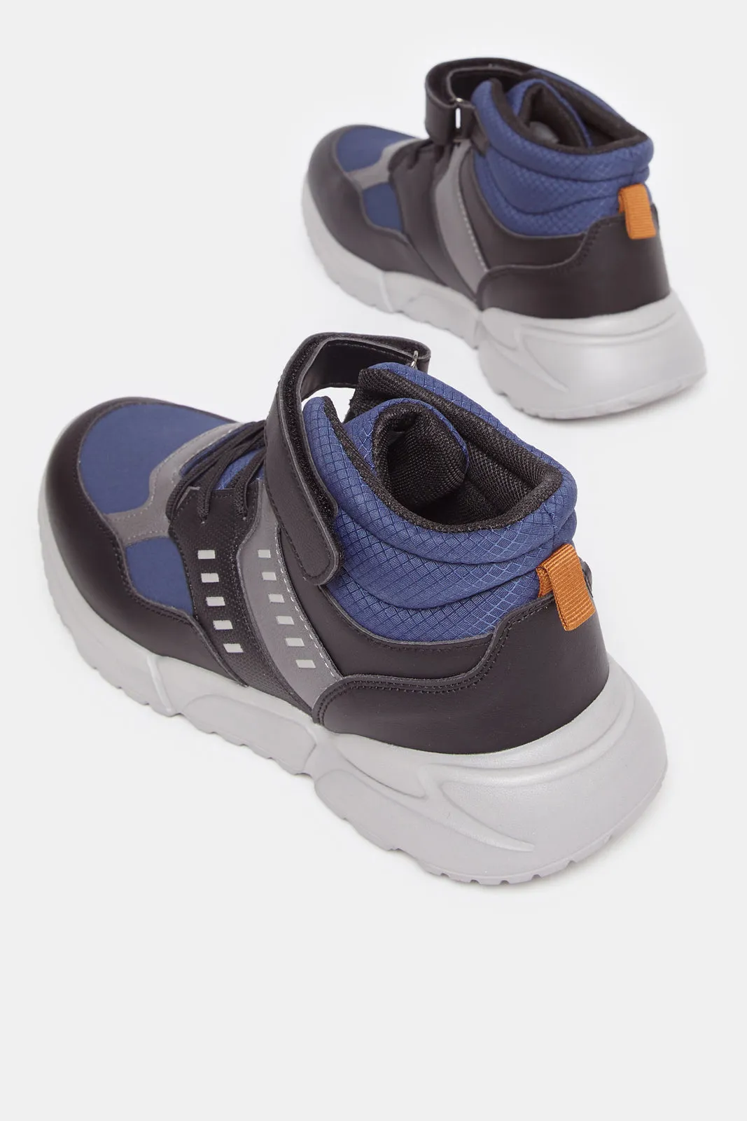 Senior Boys Navy High Top Sneakers