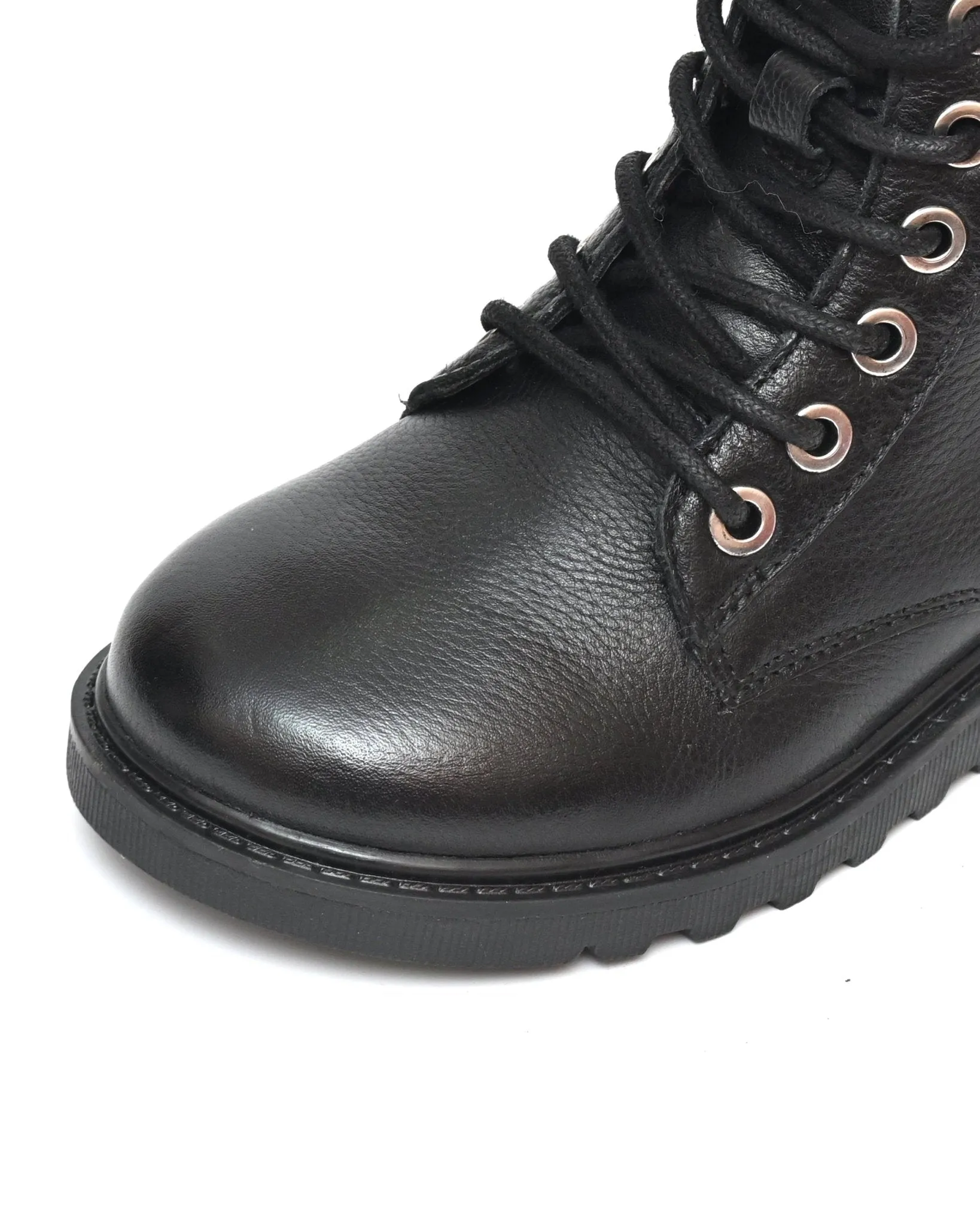 STORM - Boys' Black Leather Ankle Boots