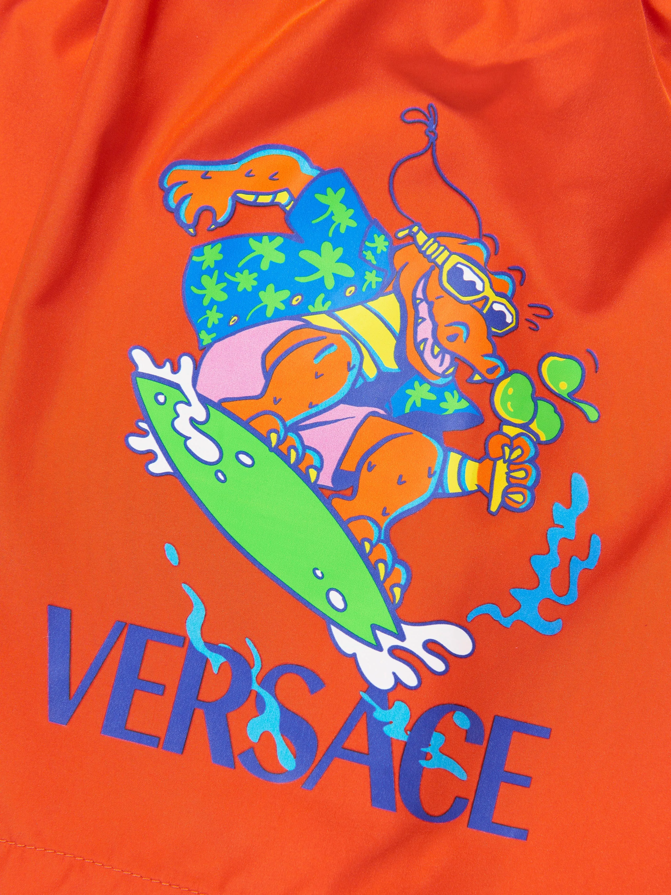 Versace Boys Crocodile Swim Shorts in Orange