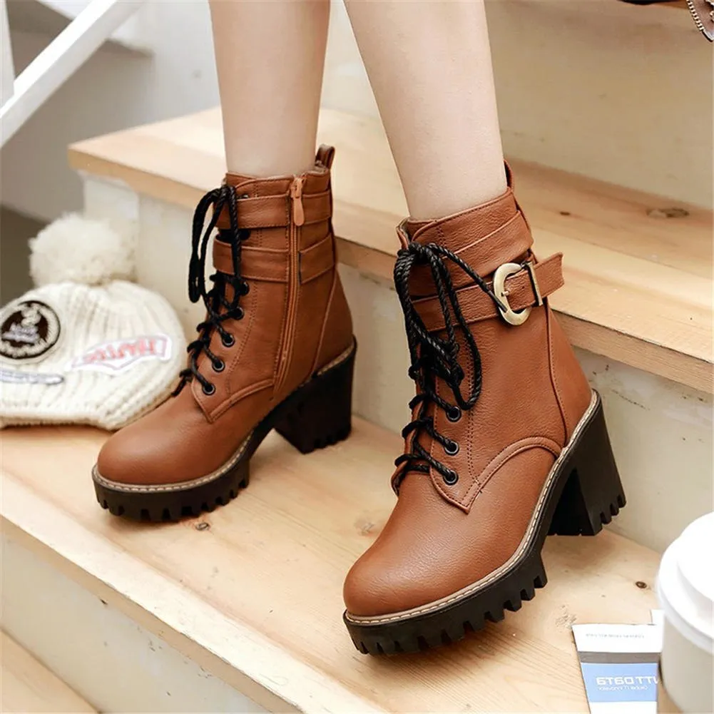 winter Ankle square heels Boots