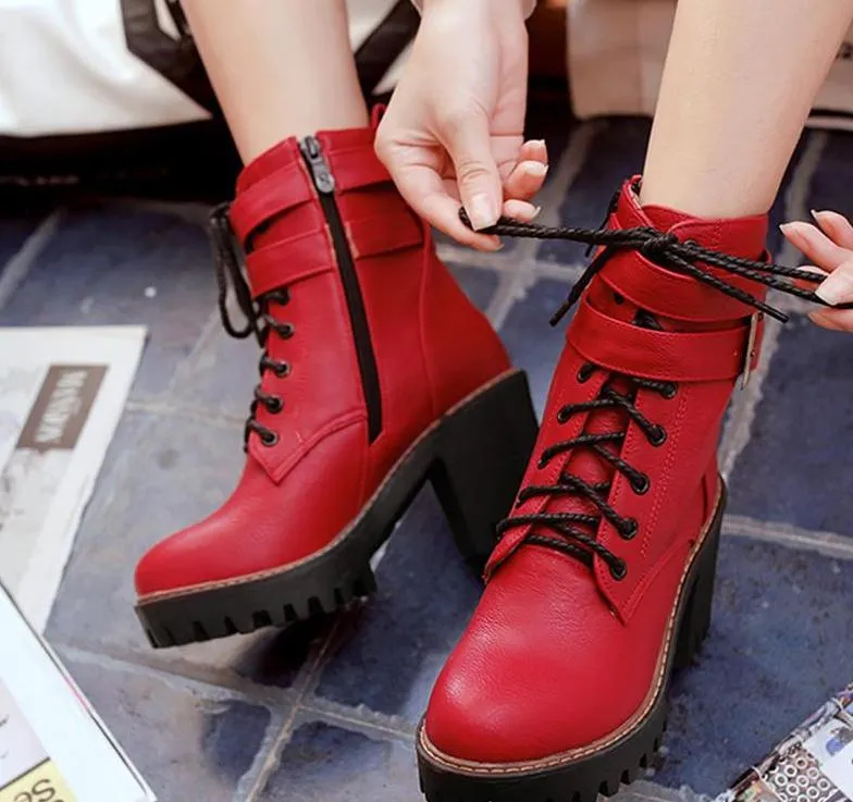 winter Ankle square heels Boots