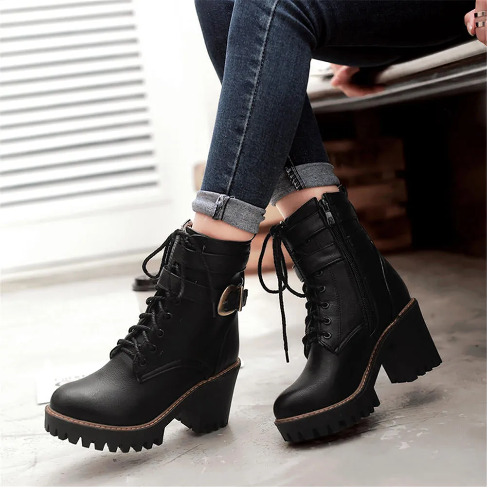 winter Ankle square heels Boots