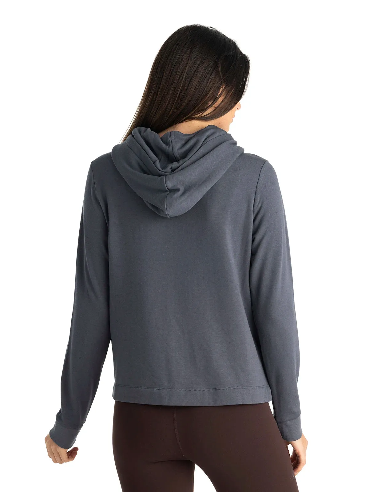 Women's Bamboo Lightweight Fleece Cropped Hoodie - Storm Cloud