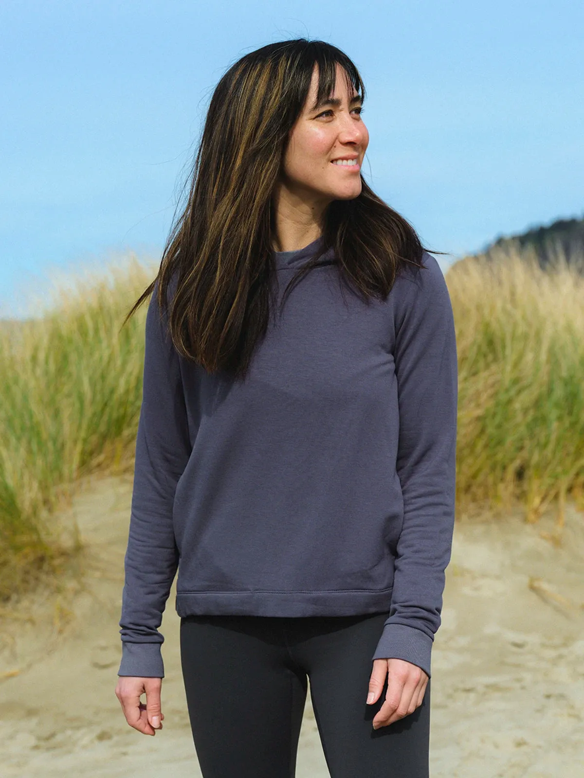 Women's Bamboo Lightweight Fleece Cropped Hoodie - Storm Cloud